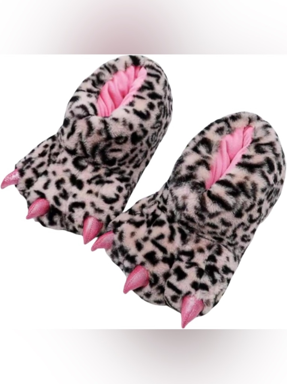 Cat & Jack Pink Leopard Plush Claw Slippers